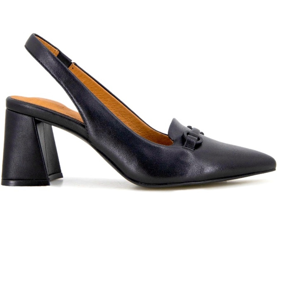 gentle souls Black Leather Slingback Block Heel Pumps